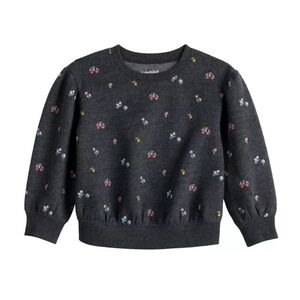 Jumping Beans Girls Sz. 5 Gray Floral Puff Sleeve Crewneck Sweatshirt